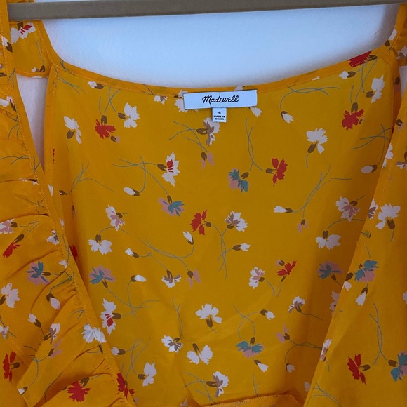 Madewell silk cami wrap top yellow floral print 4 - Picture 4 of 8